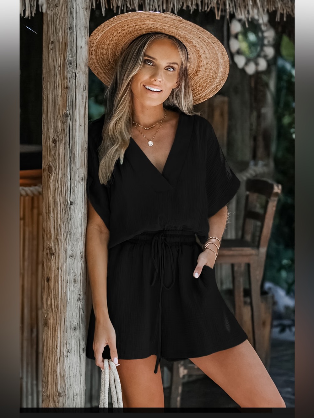 NWT CupShe Sassy Spin Black Romper size M